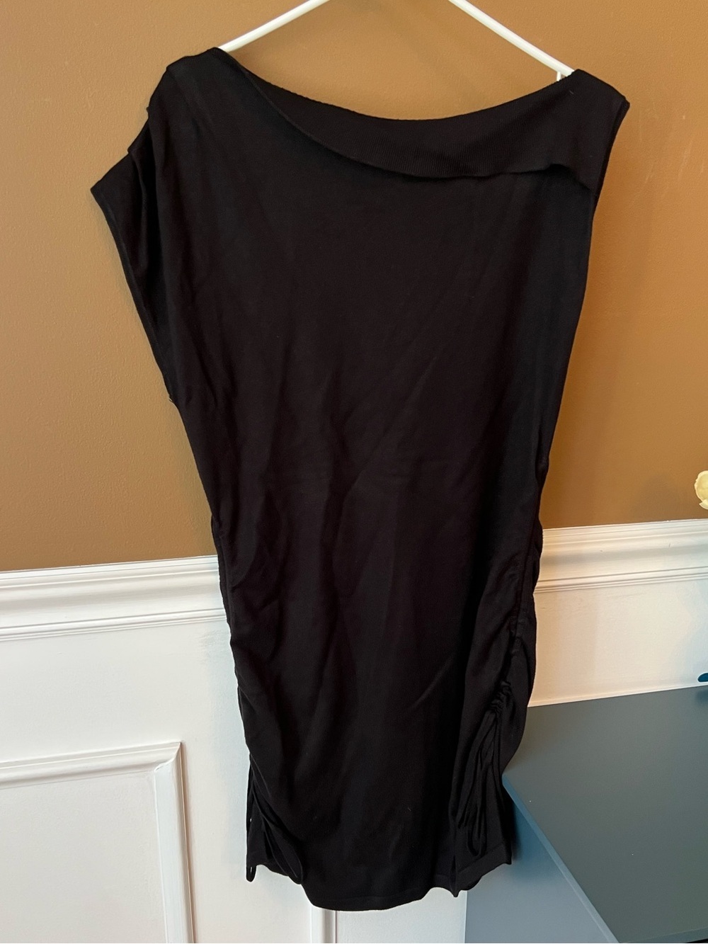 Source Unknown Black Mini Dress Size XL  Ruched LBD Cocktail Party Bodycon